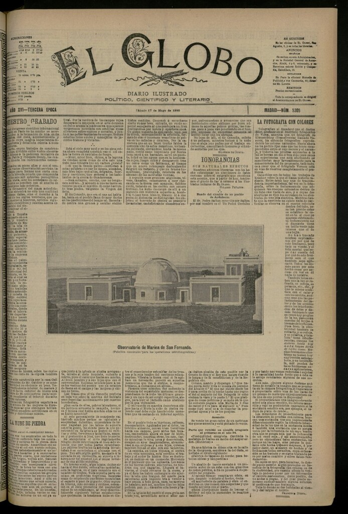 Miniatura de El Globo : diario ilustrado del 17 de mayo de 1890, nº 5305