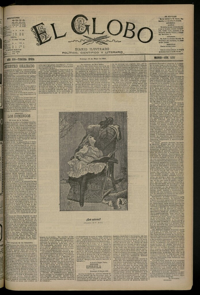Miniatura de El Globo : diario ilustrado del 18 de mayo de 1890, nº 5306