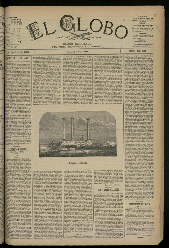 Miniatura de El Globo : diario ilustrado del 23 de mayo de 1890, nº 5311