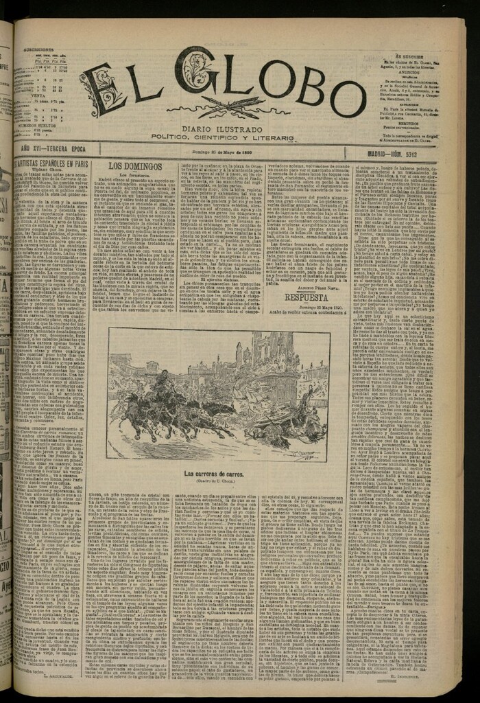 Miniatura de El Globo : diario ilustrado del 25 de mayo de 1890, nº 5313