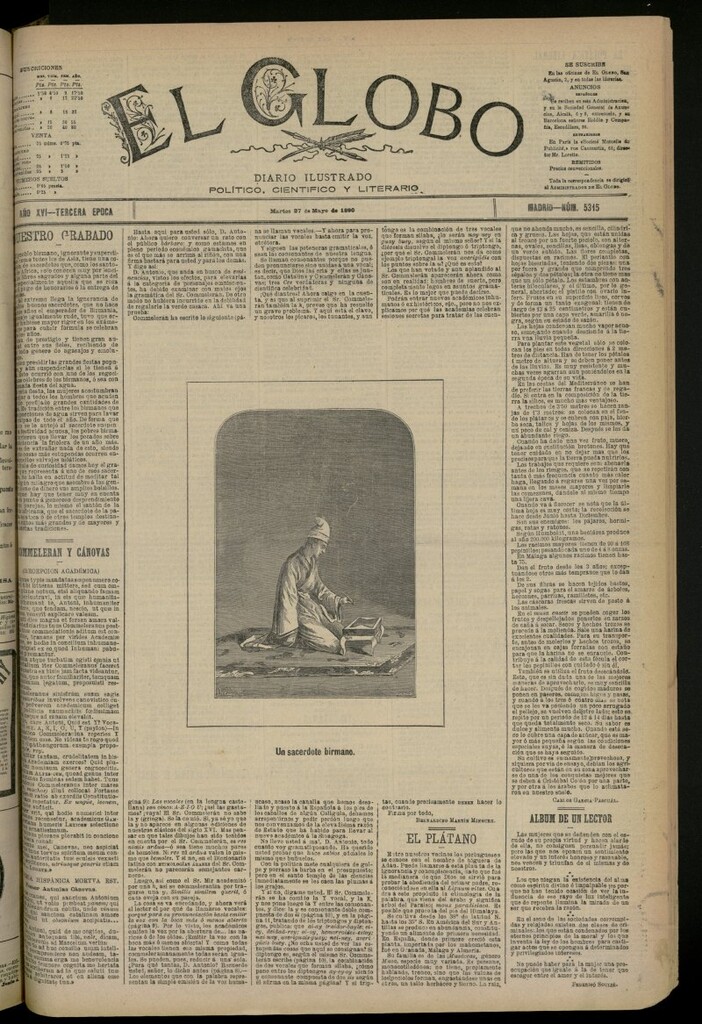 Miniatura de El Globo : diario ilustrado del 27 de mayo de 1890, nº 5315