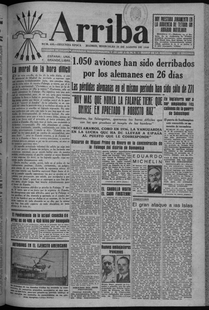 Miniatura de Arriba del 28 de agosto de 1940