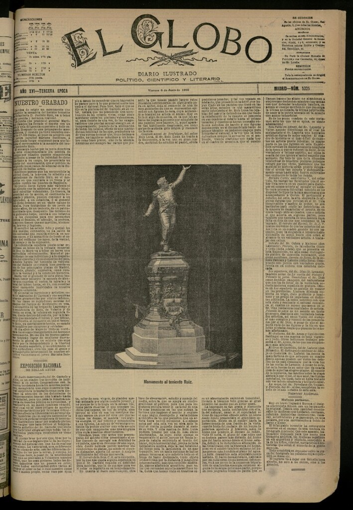 Miniatura de El Globo : diario ilustrado del 6 de junio de 1890, nº 5325