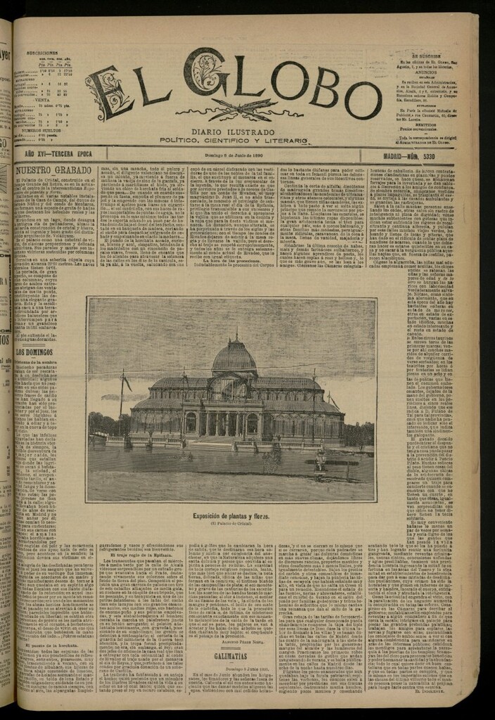 Miniatura de El Globo : diario ilustrado del 8 de junio de 1890, nº 5330