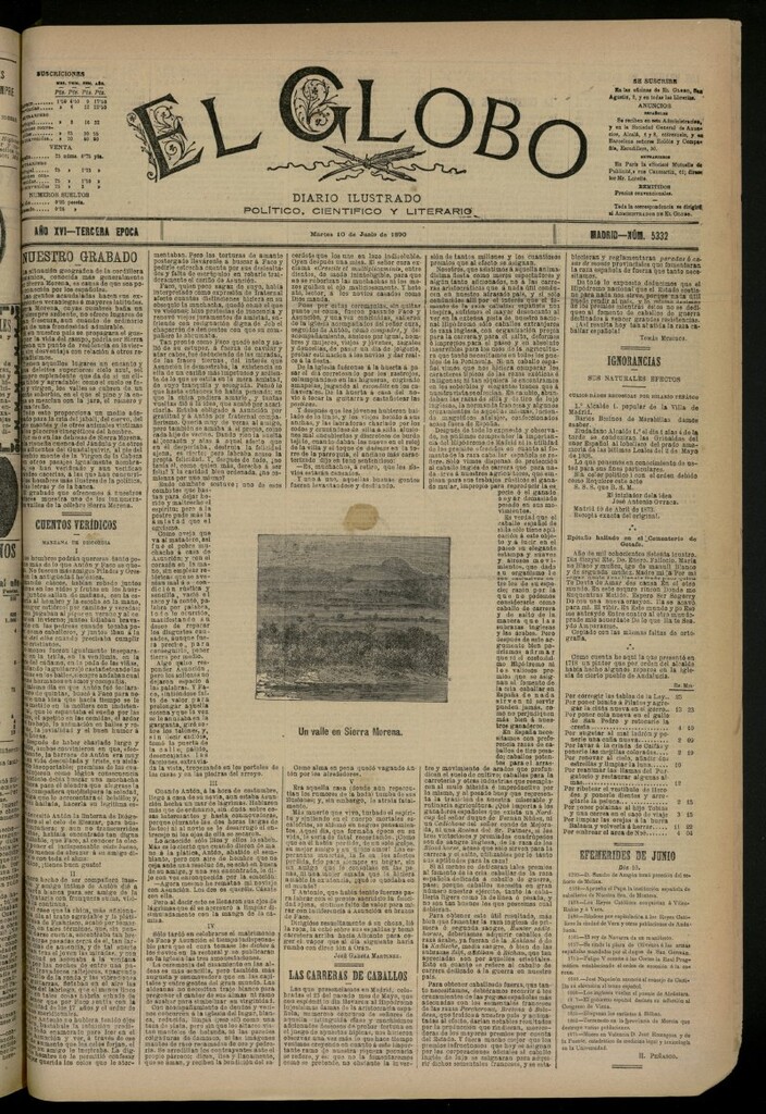 Miniatura de El Globo : diario ilustrado del 10 de junio de 1890, nº 5332