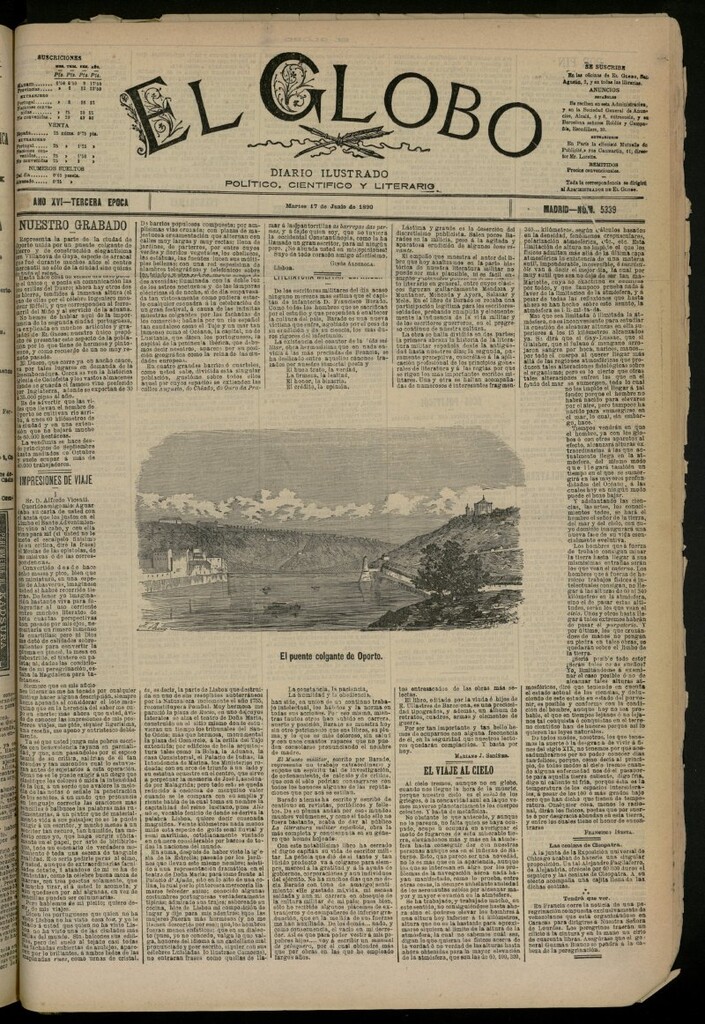 Miniatura de El Globo : diario ilustrado del 17 de junio de 1890, nº 5339