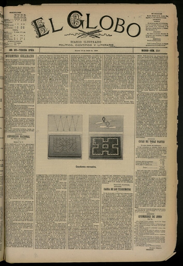 Miniatura de El Globo : diario ilustrado del 19 de junio de 1890, nº 5341