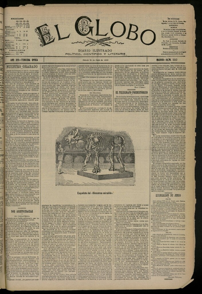 Miniatura de El Globo : diario ilustrado del 21 de junio de 1890, nº 5343