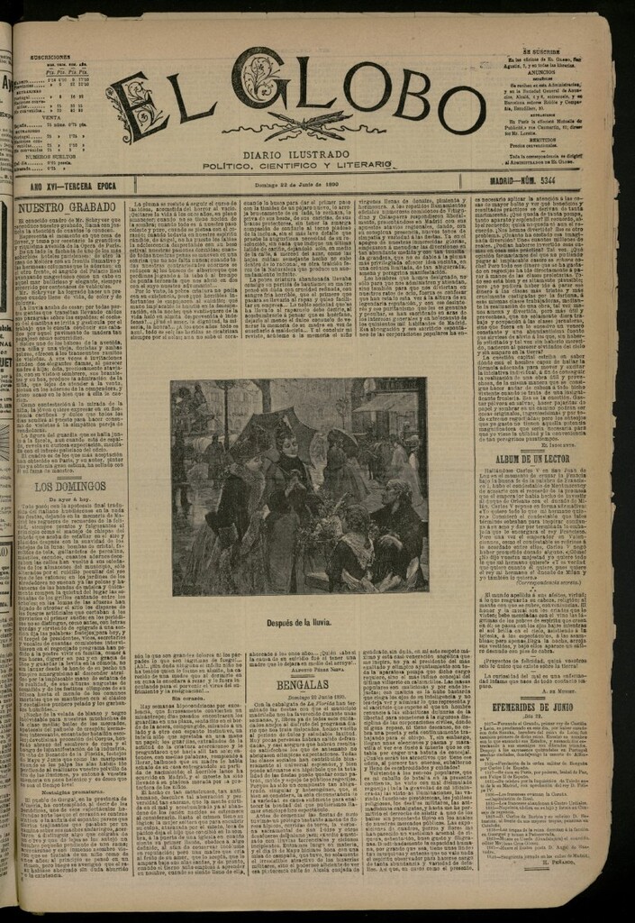 Miniatura de El Globo : diario ilustrado del 22 de junio de 1890, nº 5344
