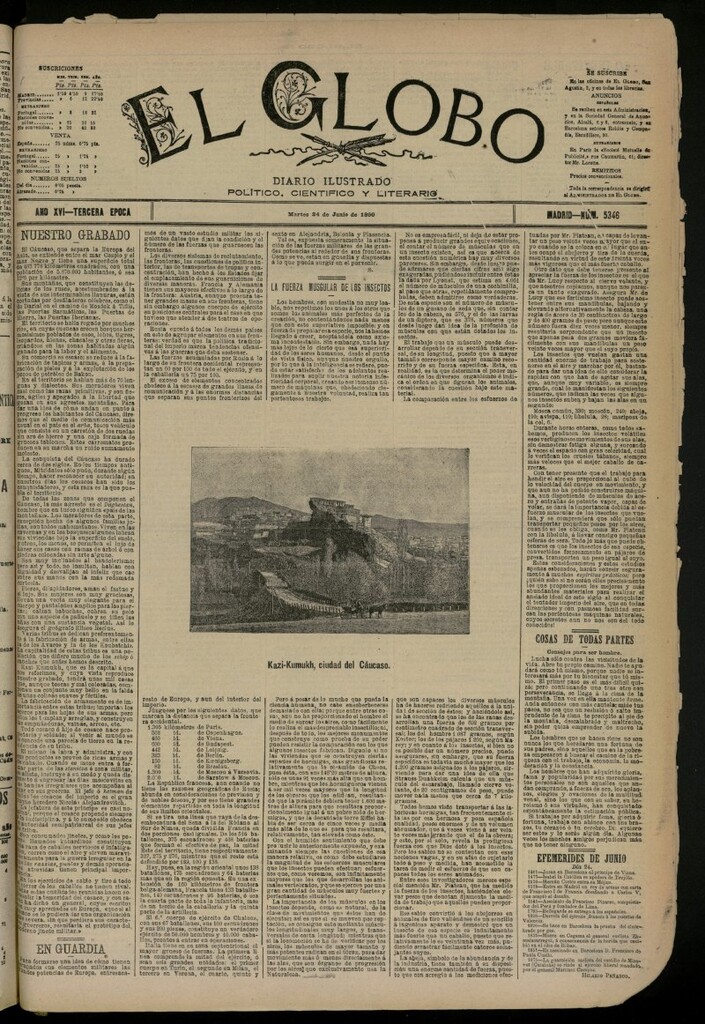Miniatura de El Globo : diario ilustrado del 24 de junio de 1890, nº 5346