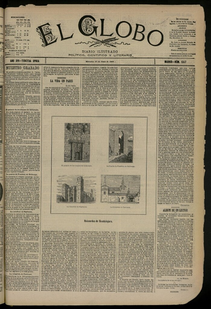 Miniatura de El Globo : diario ilustrado del 25 de junio de 1890, nº 5347