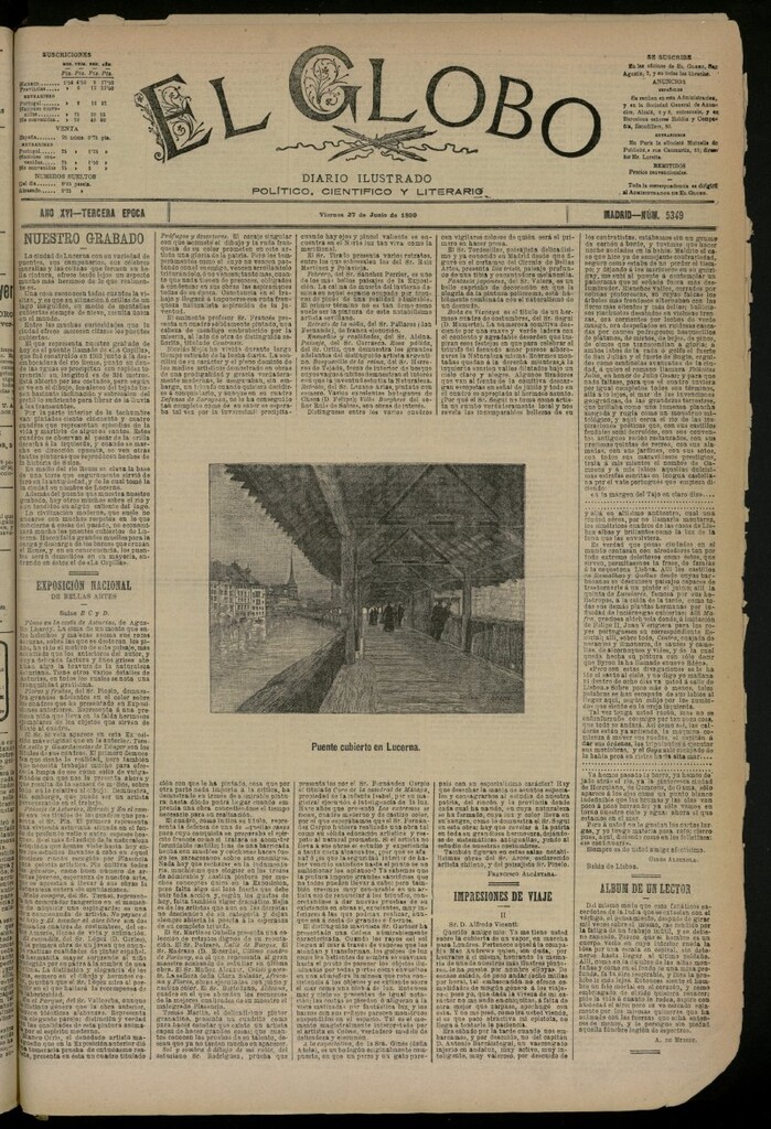 Miniatura de El Globo : diario ilustrado del 27 de junio de 1890, nº 5349