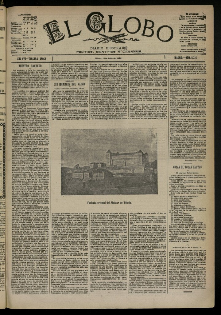 Miniatura de El Globo : diario ilustrado del 18 de julio de 1891, nº 5734