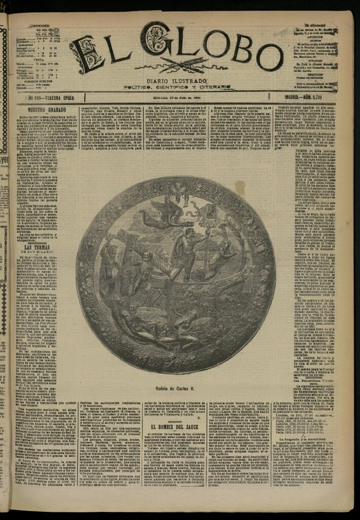 Miniatura de El Globo : diario ilustrado del 22 de julio de 1891, nº 5738