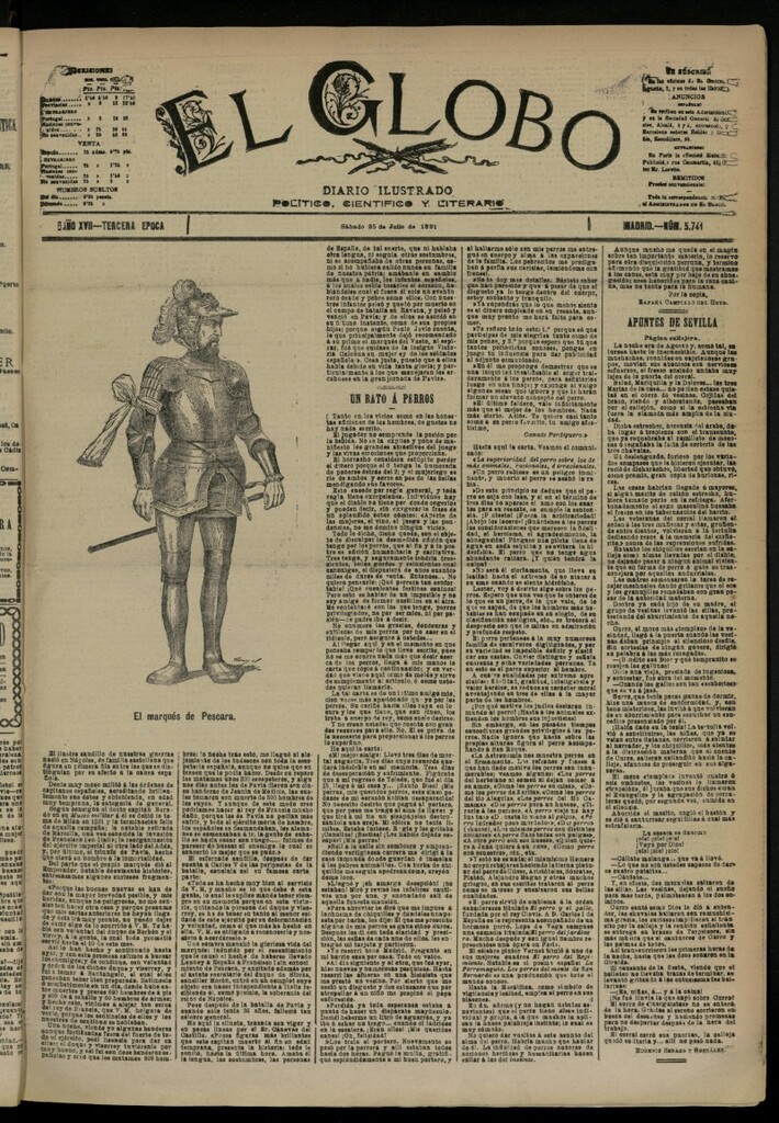 Miniatura de El Globo : diario ilustrado del 25 de julio de 1891, nº 5741