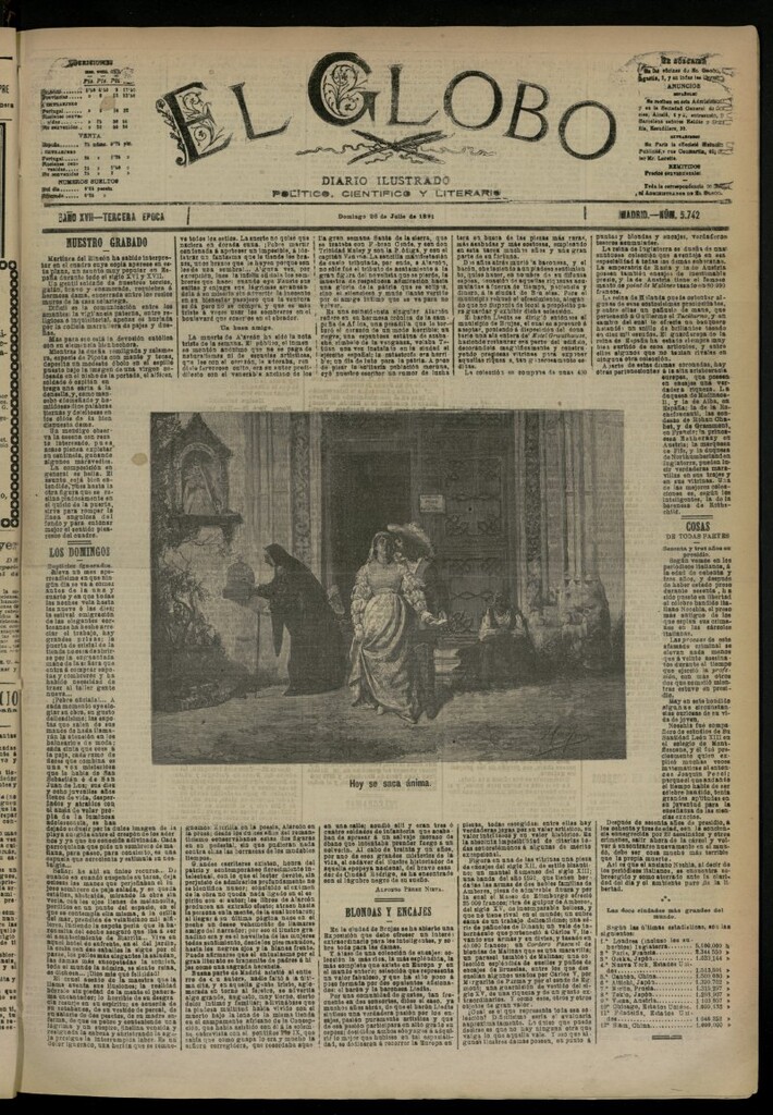Miniatura de El Globo : diario ilustrado del 26 de julio de 1891, nº 5742