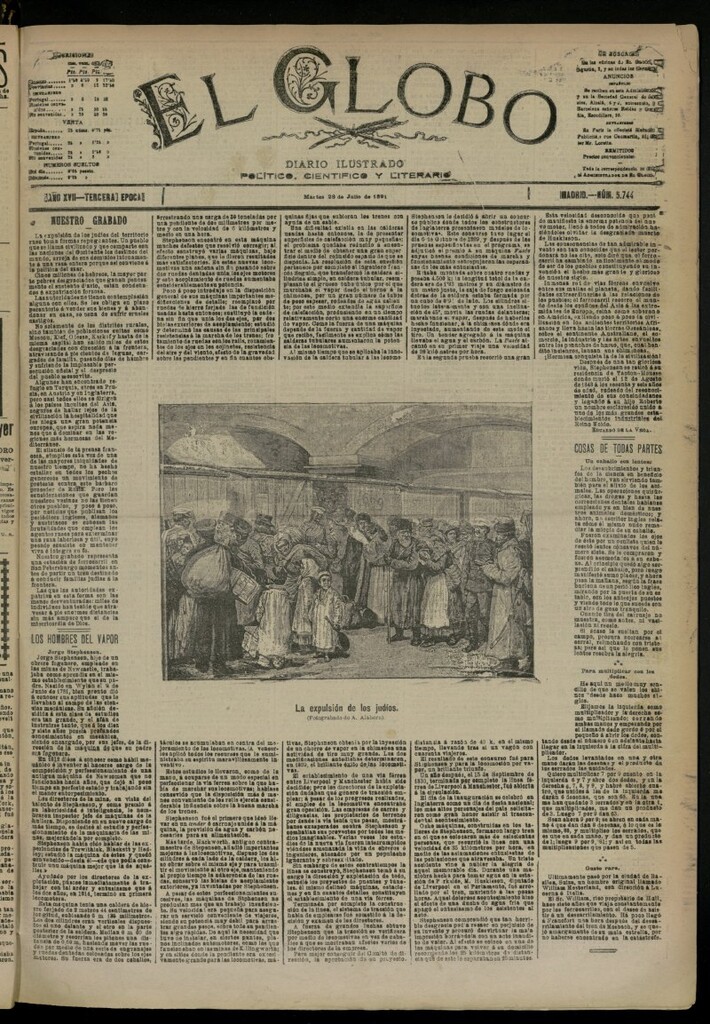 Miniatura de El Globo : diario ilustrado del 28 de julio de 1891, nº 5744