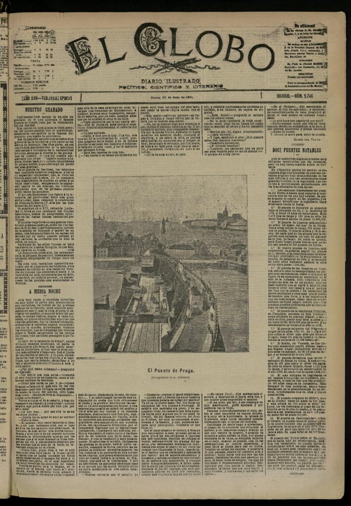 Miniatura de El Globo : diario ilustrado del 30 de julio de 1891, nº 5746