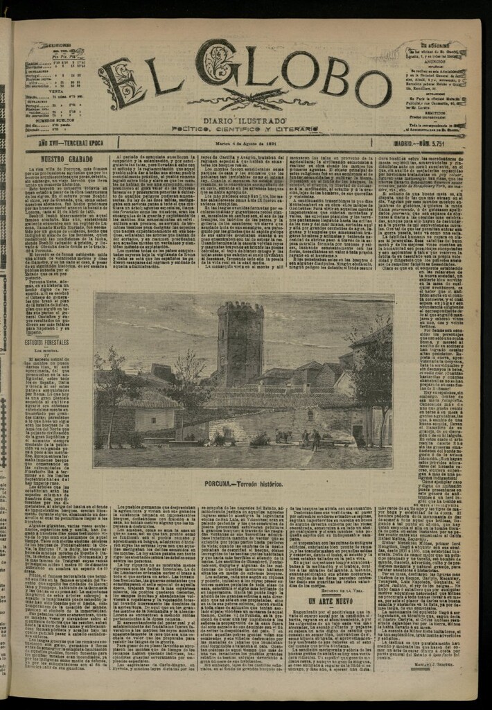 Miniatura de El Globo : diario ilustrado del 4 de agosto de 1891, nº 5751