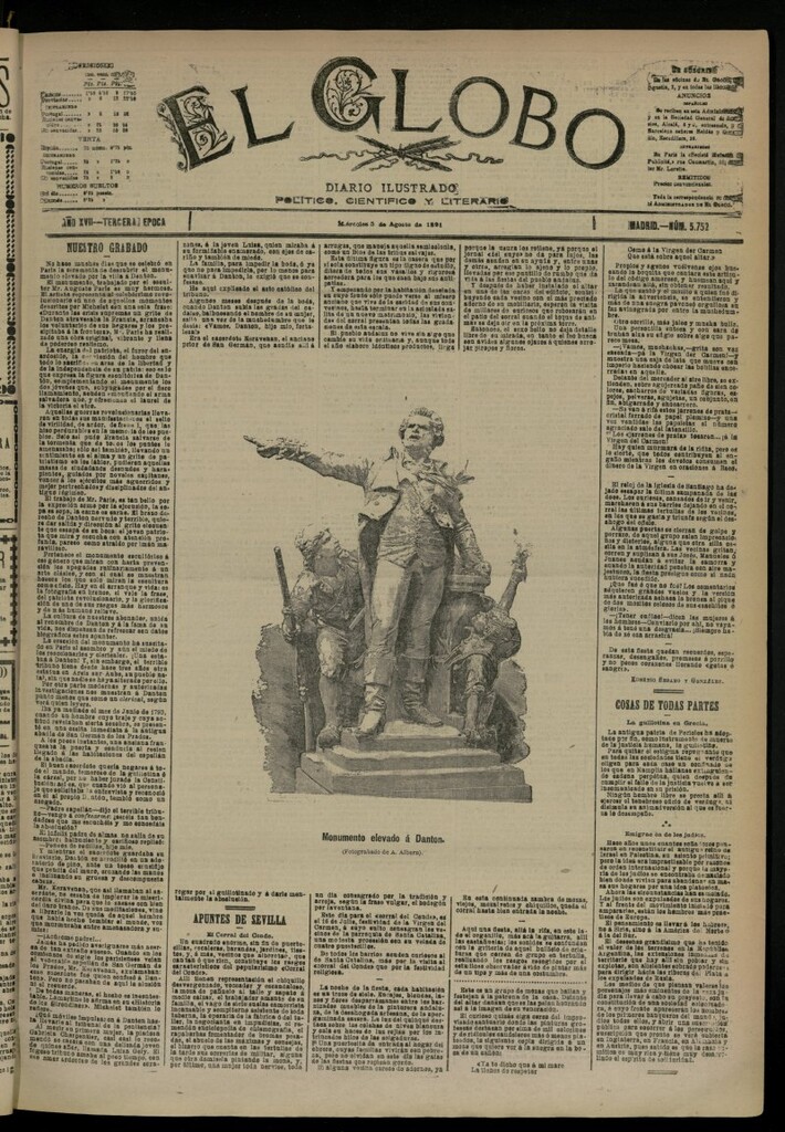 Miniatura de El Globo : diario ilustrado del 5 de agosto de 1891, nº 5752