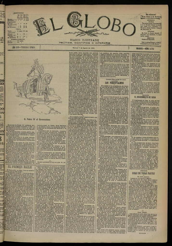 Miniatura de El Globo : diario ilustrado del 7 de agosto de 1891, nº 5754