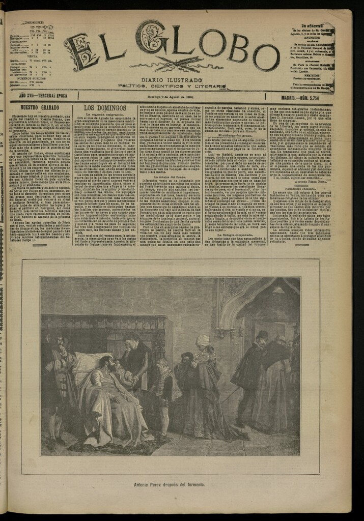 Miniatura de El Globo : diario ilustrado del 9 de agosto de 1891, nº 5756