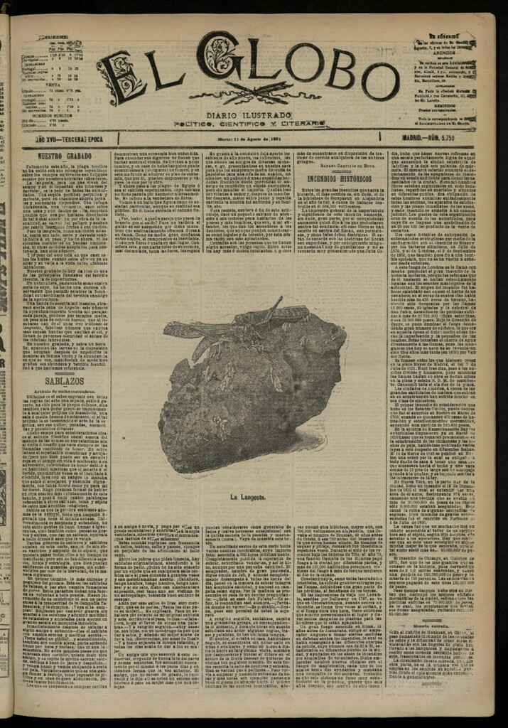 Miniatura de El Globo : diario ilustrado del 11 de agosto de 1891, nº 5758