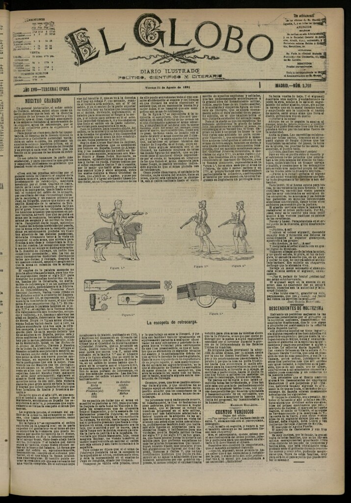 Miniatura de El Globo : diario ilustrado del 21 de agosto de 1891, nº 5768
