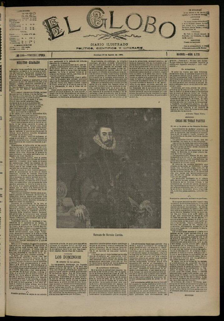 Miniatura de El Globo : diario ilustrado del 23 de agosto de 1891, nº 5770