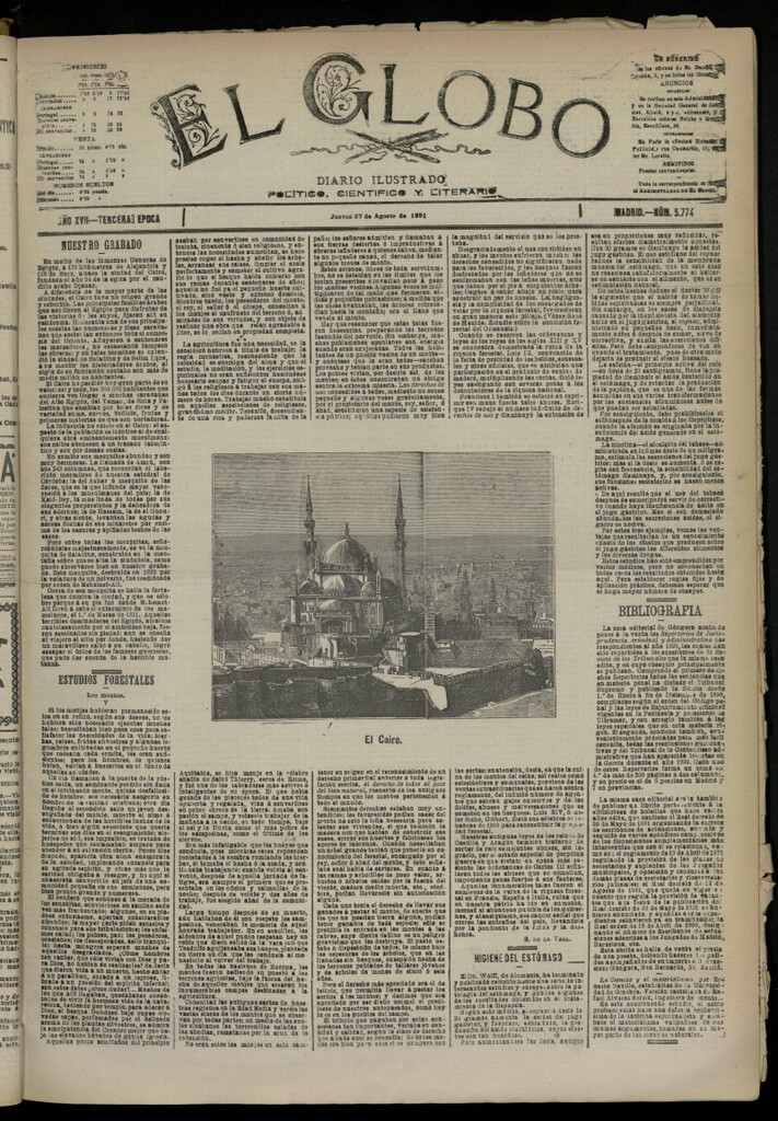 Miniatura de El Globo : diario ilustrado del 27 de agosto de 1891, nº 5774