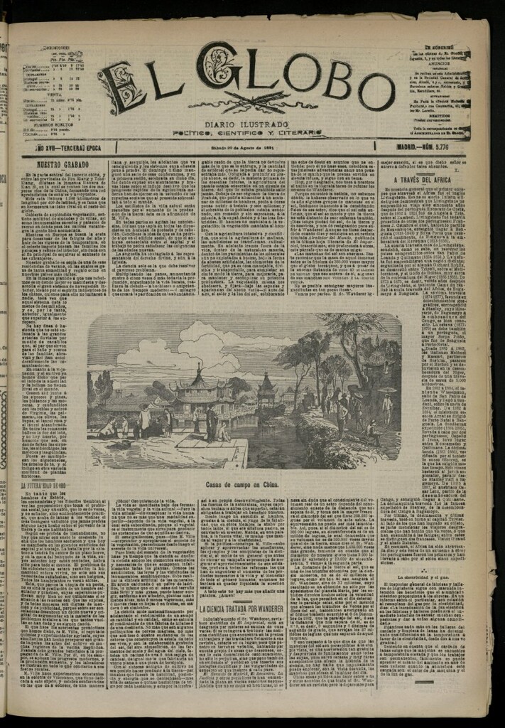 Miniatura de El Globo : diario ilustrado del 29 de agosto de 1891, nº 5776