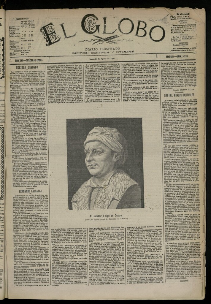 Miniatura de El Globo : diario ilustrado del 31 de agosto de 1891, nº 5778