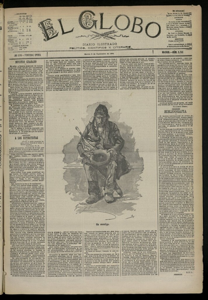 Miniatura de El Globo : diario ilustrado del 8 de septiembre de 1891, nº 5786