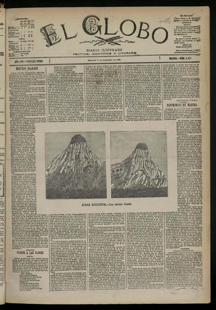 Miniatura de El Globo : diario ilustrado del 9 de septiembre de 1891, nº 5787