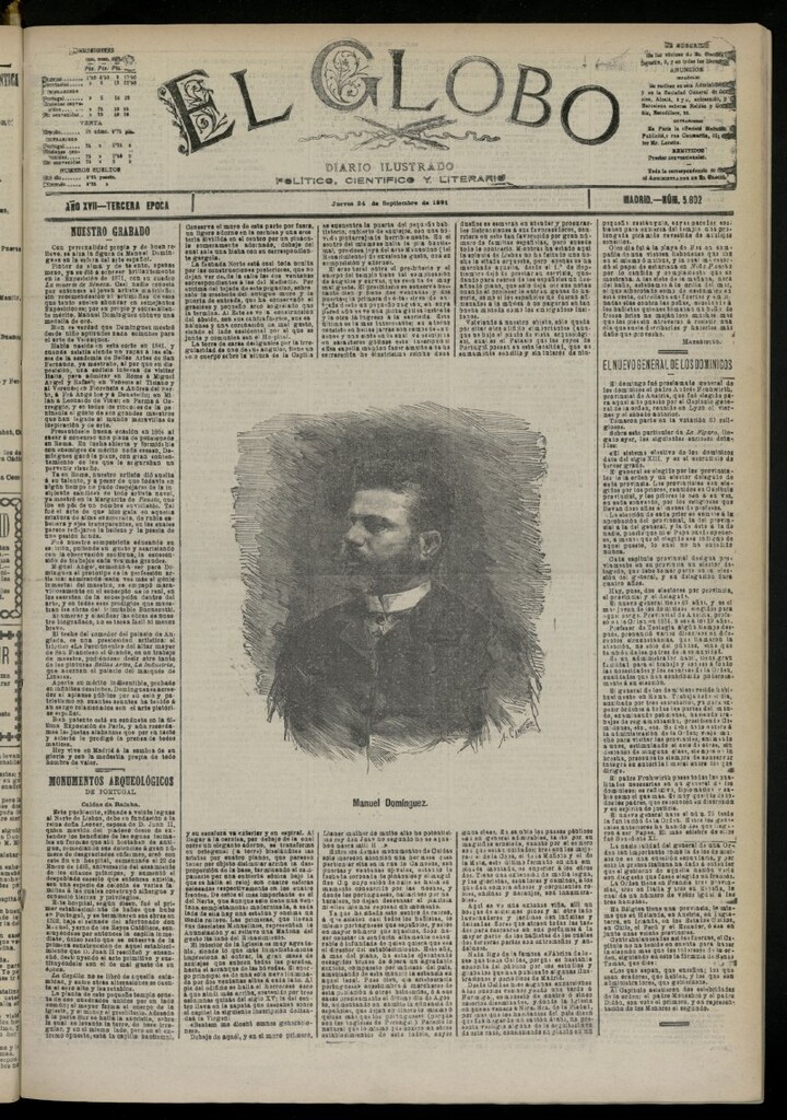 Miniatura de El Globo : diario ilustrado del 24 de septiembre de 1891, nº 5802