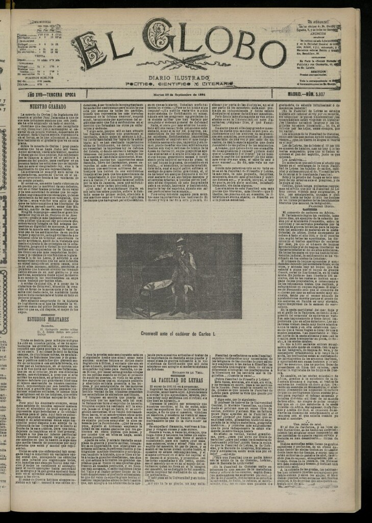 Miniatura de El Globo : diario ilustrado del 29 de septiembre de 1891, nº 5807