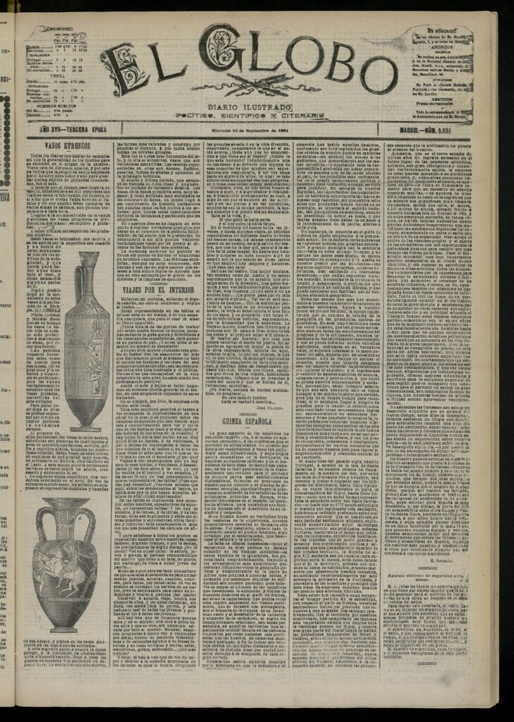 Miniatura de El Globo : diario ilustrado del 30 de septiembre de 1891, nº 5808