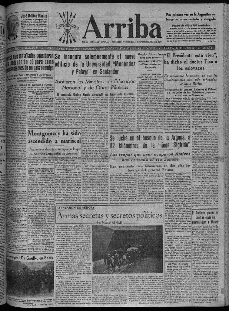 Miniatura de Arriba del 1 de septiembre de 1944
