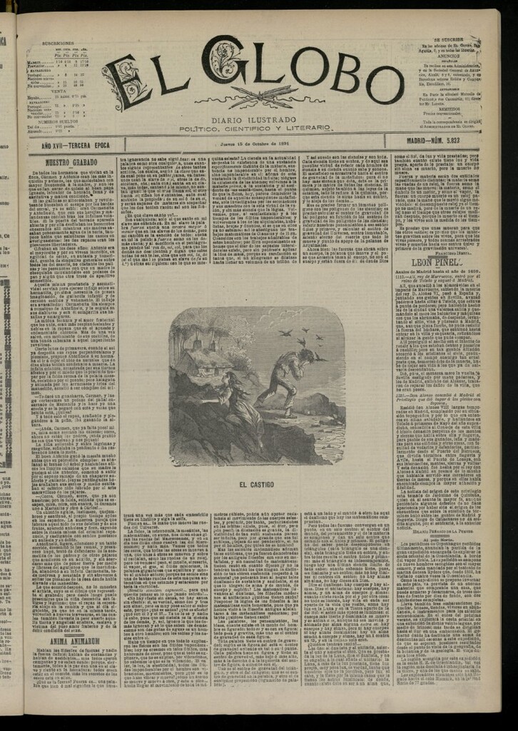 Miniatura de El Globo : diario ilustrado del 15 de octubre de 1891, nº 5823