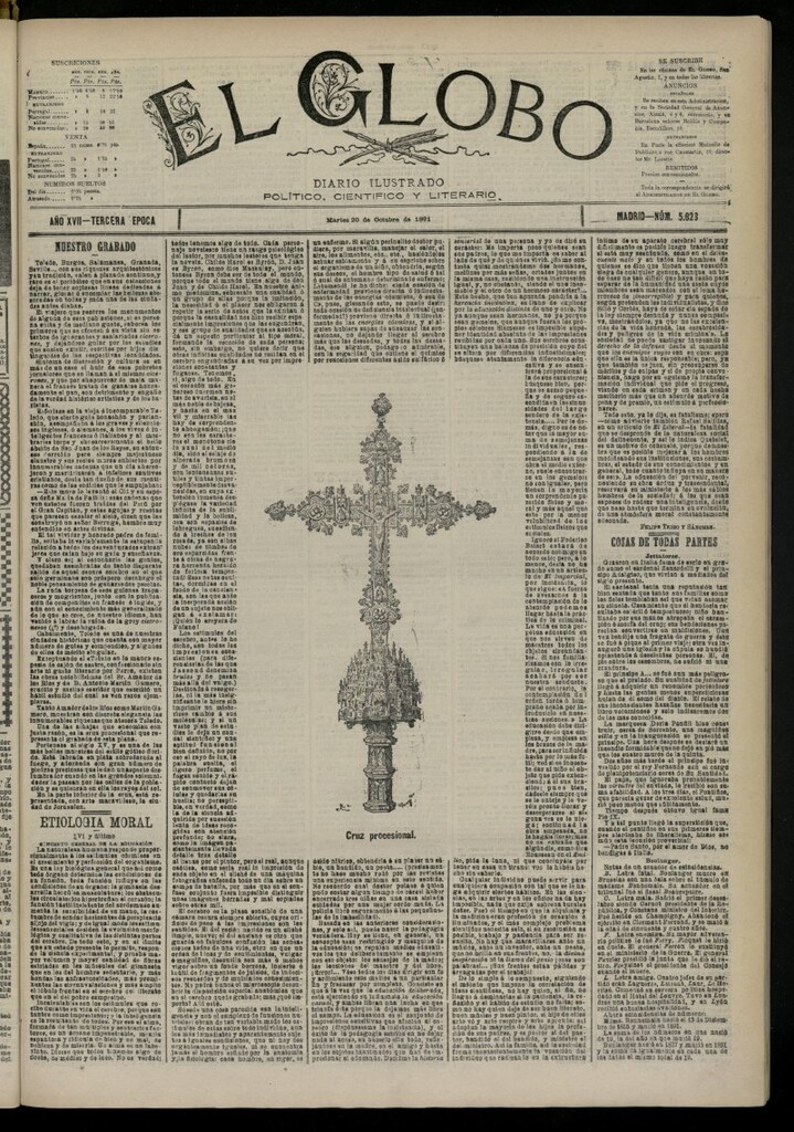 Miniatura de El Globo : diario ilustrado del 20 de octubre de 1891, nº 5828
