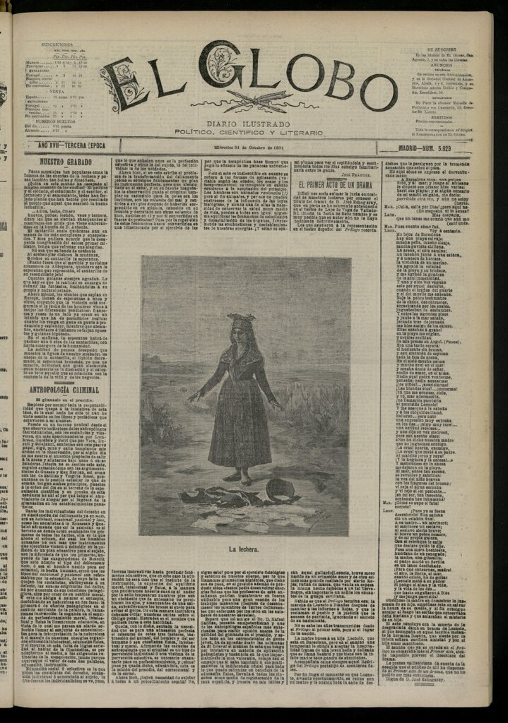 Miniatura de El Globo : diario ilustrado del 21 de octubre de 1891, nº 5829