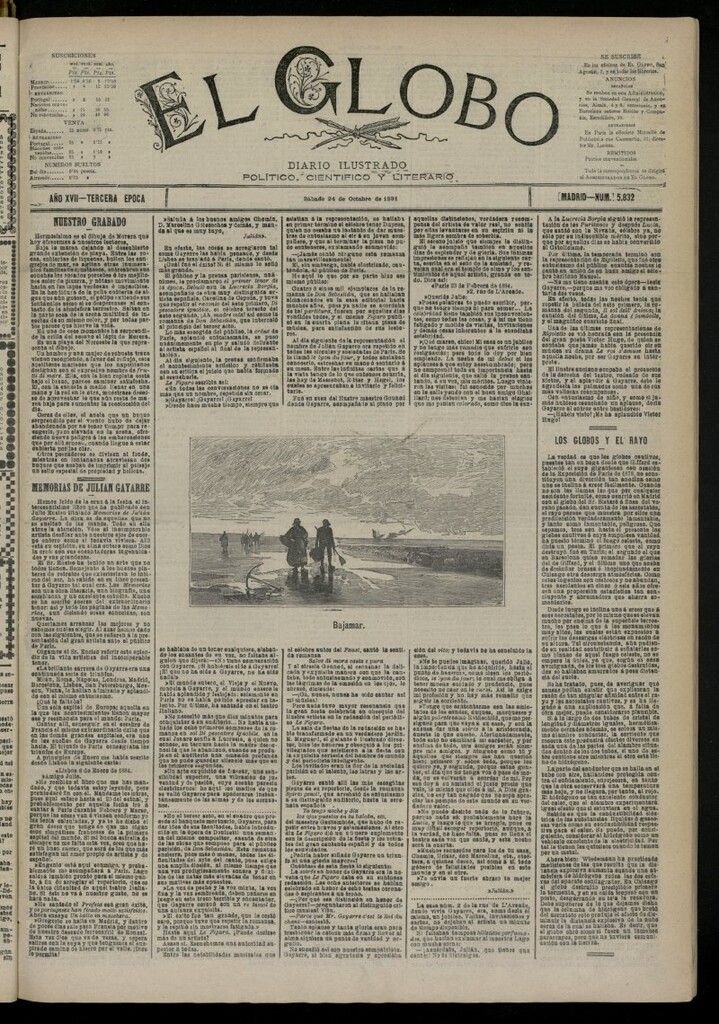 Miniatura de El Globo : diario ilustrado del 24 de octubre de 1891, nº 5832