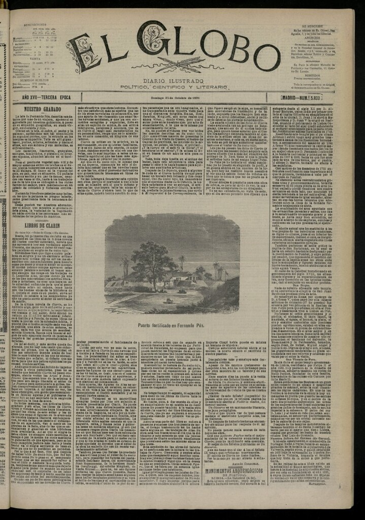 Miniatura de El Globo : diario ilustrado del 25 de octubre de 1891, nº 5833