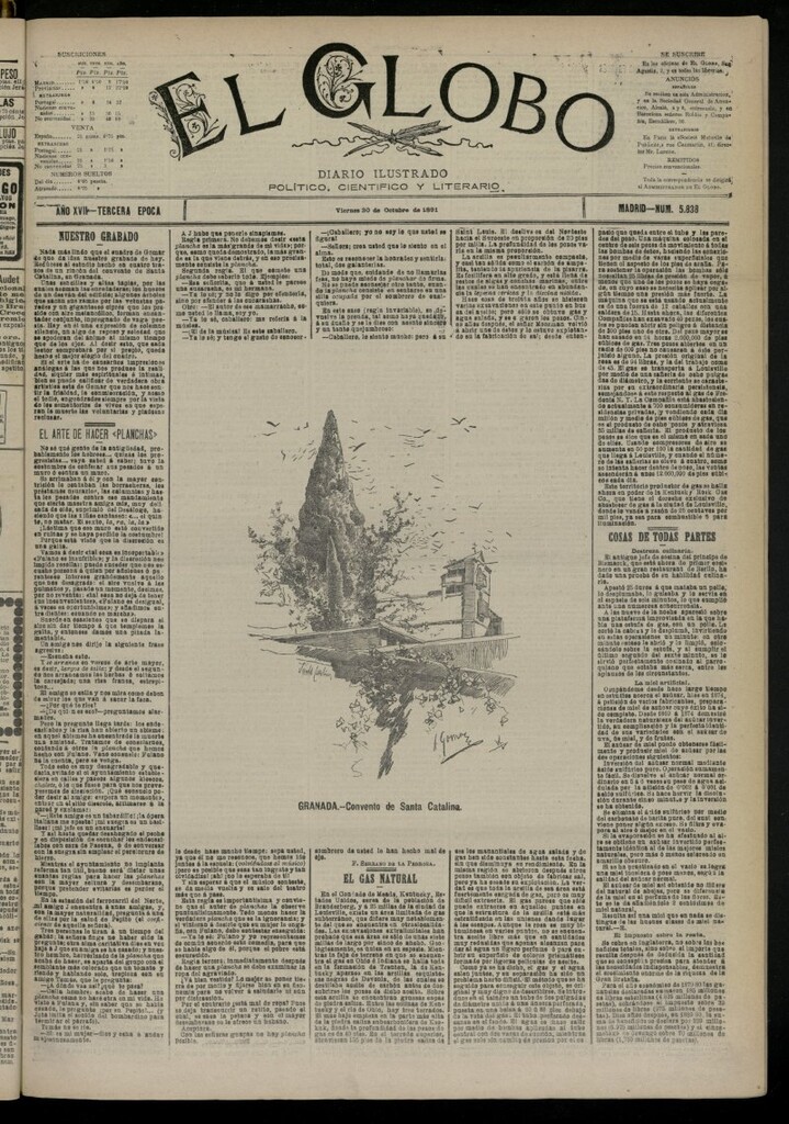 Miniatura de El Globo : diario ilustrado del 30 de octubre de 1891, nº 5838