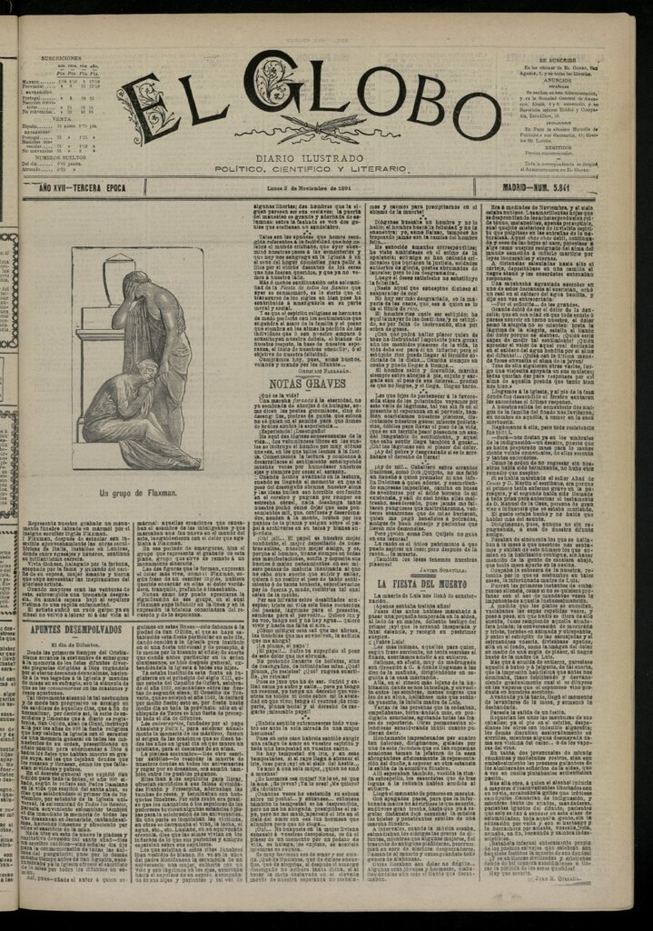 Miniatura de El Globo : diario ilustrado del 2 de noviembre de 1891, nº 5841