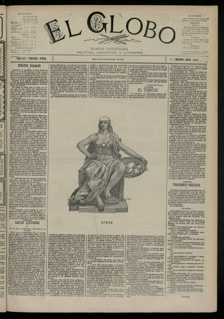 Miniatura de El Globo : diario ilustrado del 4 de noviembre de 1891, nº 5843