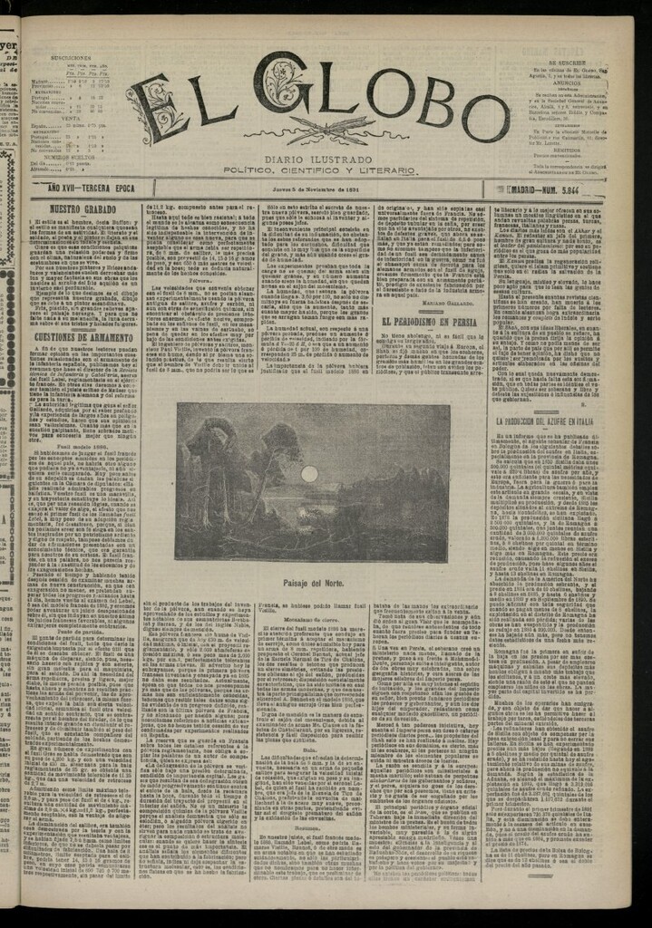 Miniatura de El Globo : diario ilustrado del 5 de noviembre de 1891, nº 5844