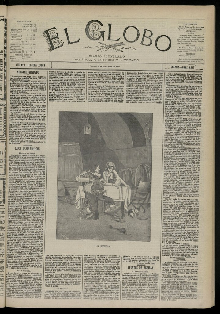 Miniatura de El Globo : diario ilustrado del 8 de noviembre de 1891, nº 5847