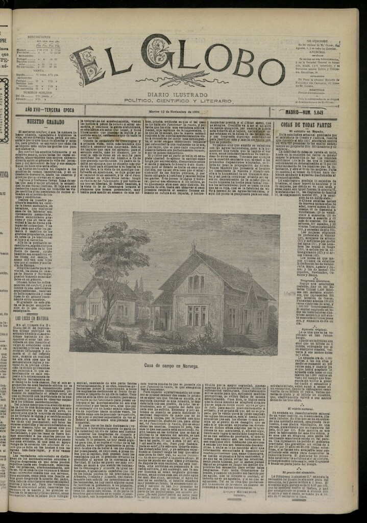 Miniatura de El Globo : diario ilustrado del 10 de noviembre de 1891, nº 5849