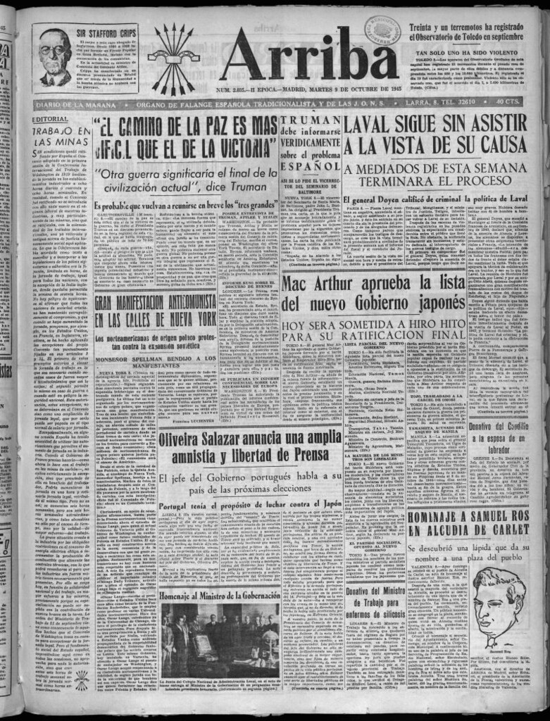 Miniatura de Arriba del 9 de octubre de 1945